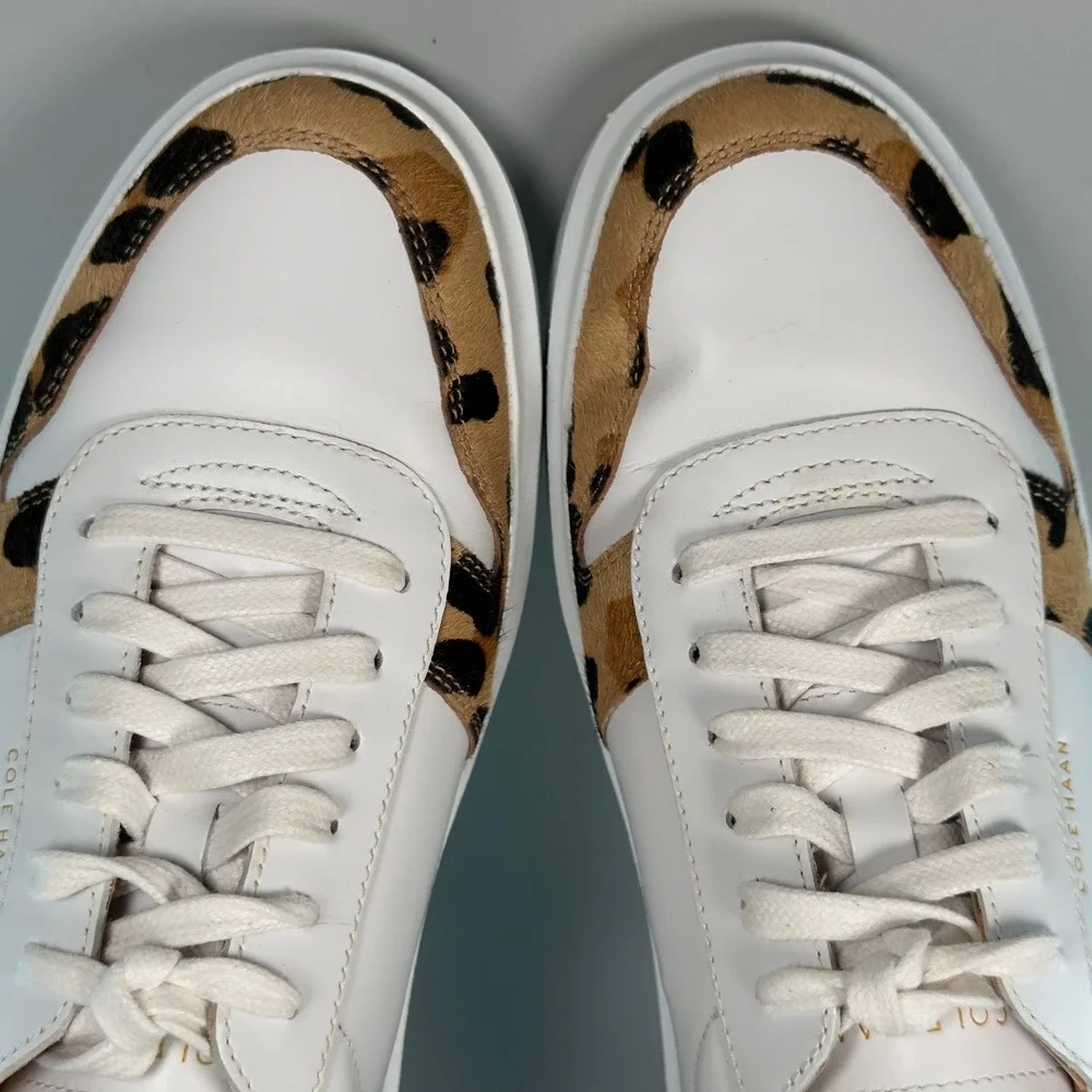 Cole Haan GrandPro Rally Court Womens 9 Dress Sneaker White Jaguar Low Lace Shoe